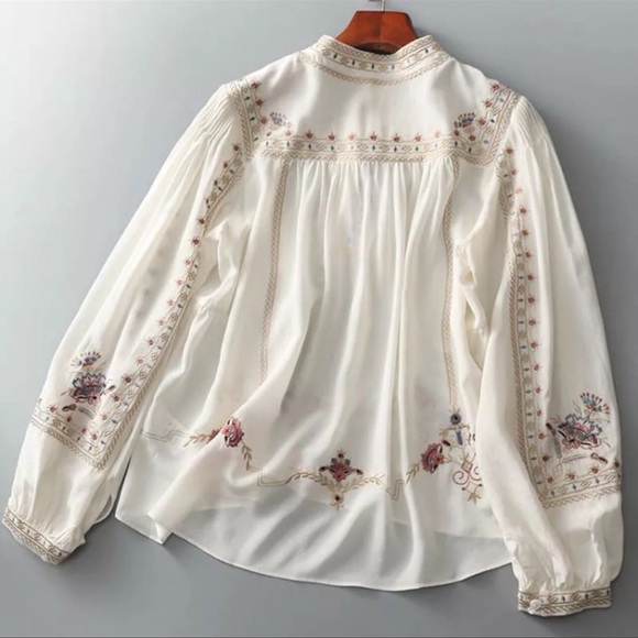 The Payton ReEdit Floral Shift Blouse With Blouson Sleeves And Floral Detailing - Picture 4 of 5